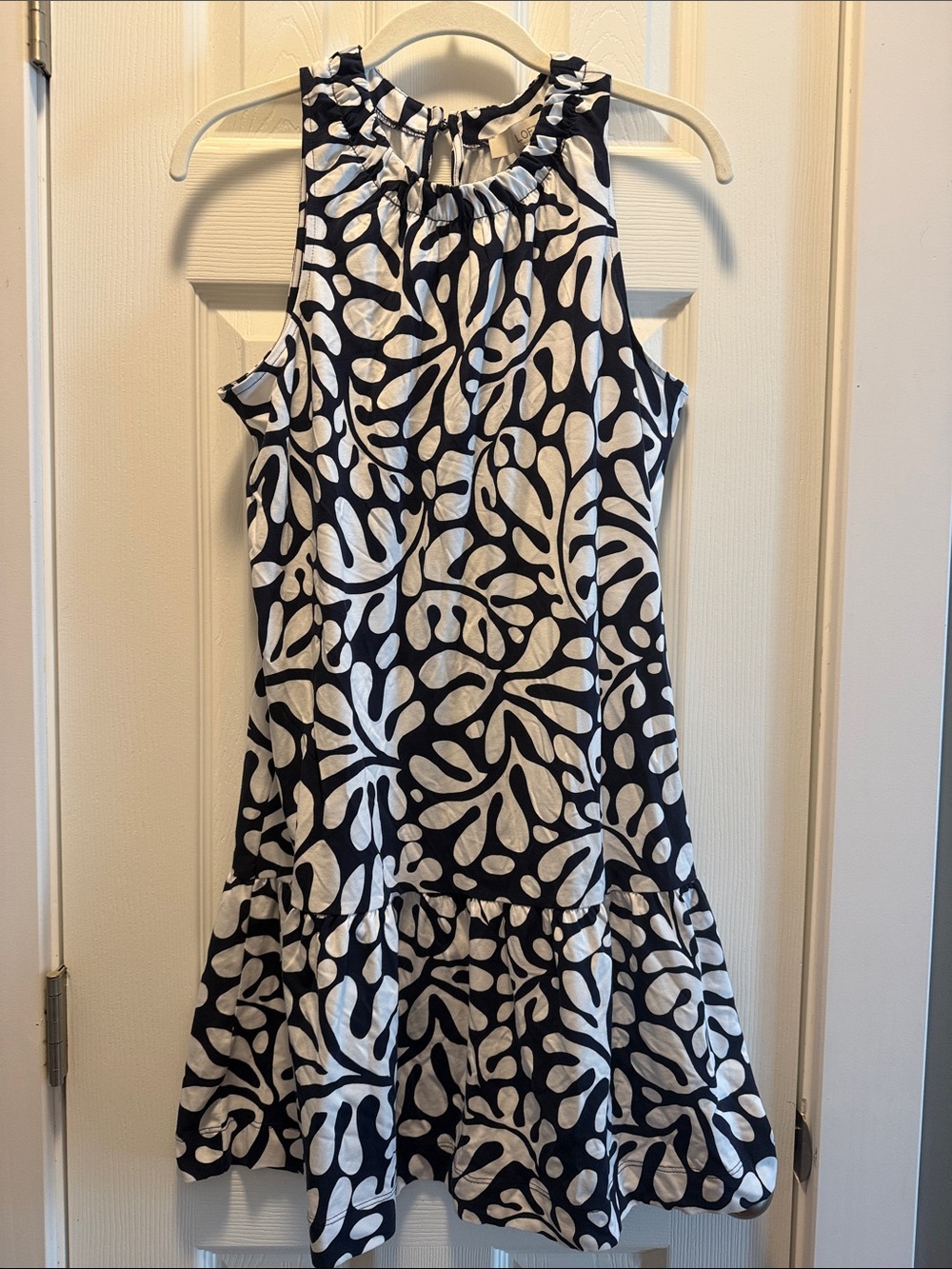LOFT Navy and White Floral-Print Sundress